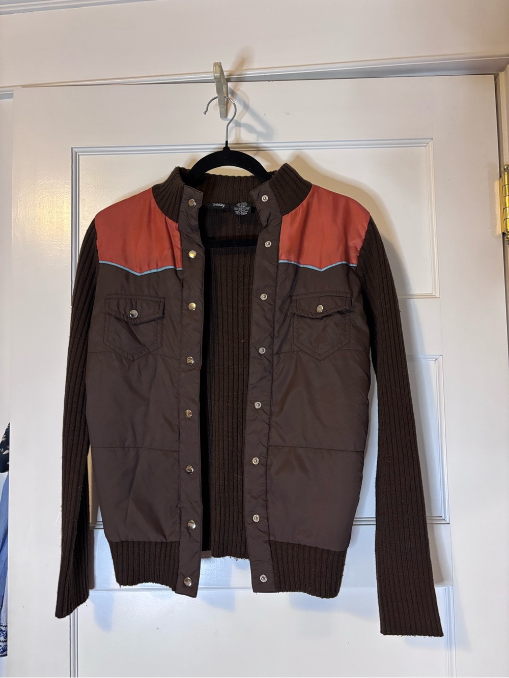 Vanity Brown Jacket with Rust Yoke and Blue Piping